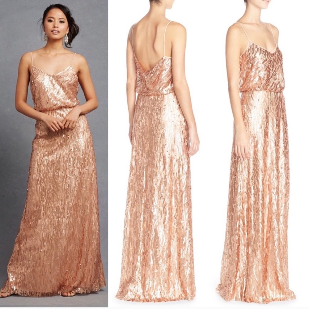BHLDN Donna Morgan Courtney Dress 6 Rose Gold